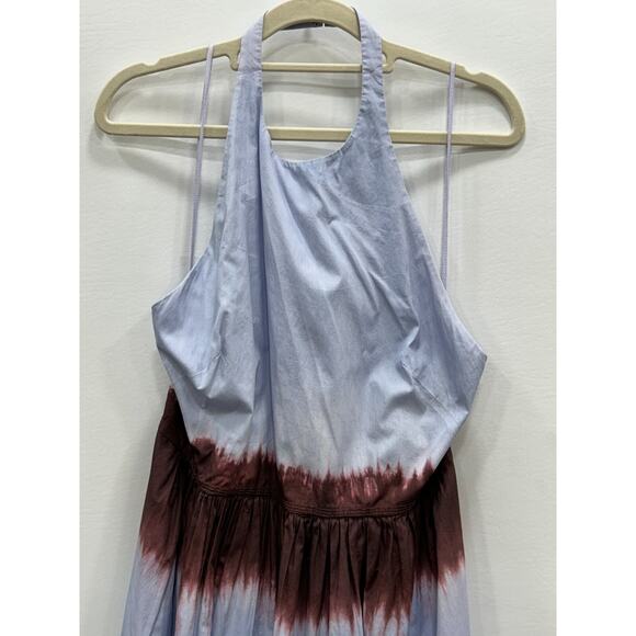 A.L.C. Blair Dip Dye Sky Blue & Brown Halter Neck Fudge Maxi Dress Size 12 FLAW - Picture 5 of 16